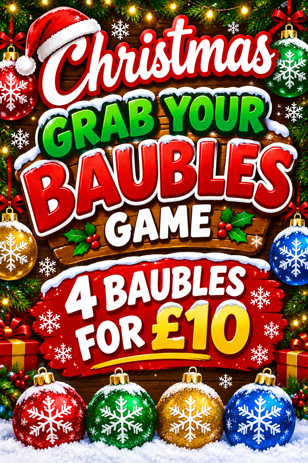 Grab Your Baubles Christmas Game, 4 Baubles for £10
