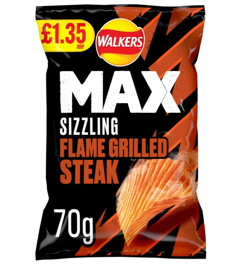 Walkers Max steak crisps box of 15