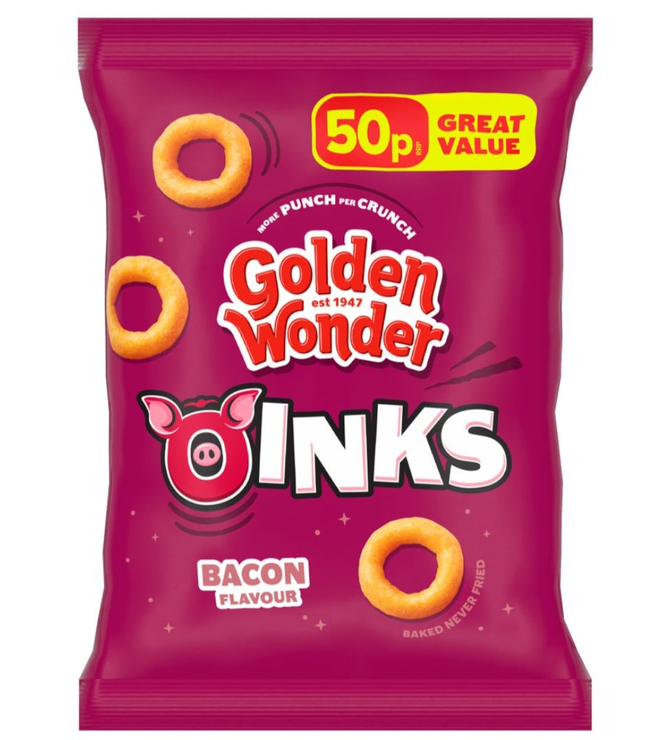 Golden Wonder Oinks Bacon Flavour 27g
27g × 30 × 1